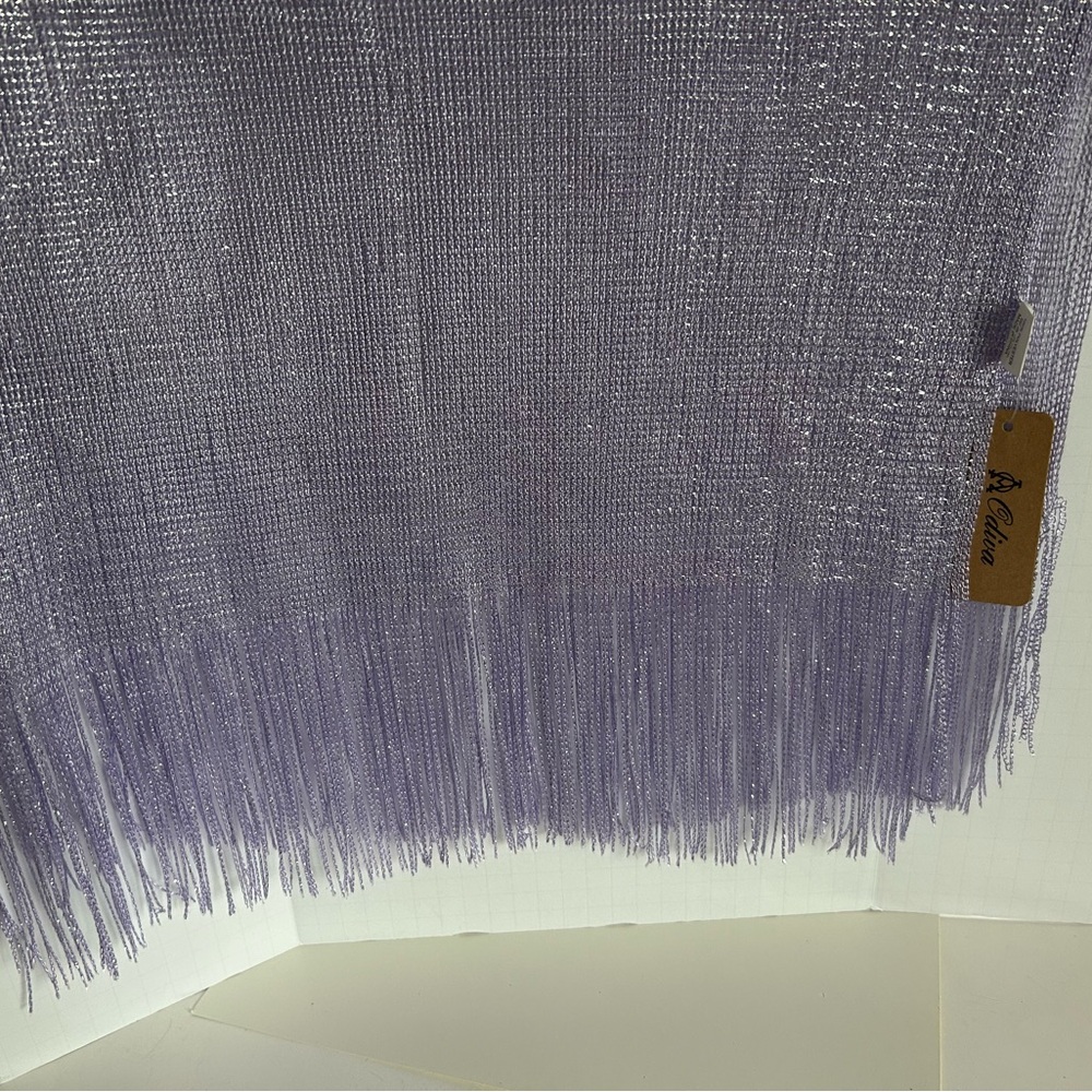 Odiva Lavender Metalic Fringe Scarf/ Wrap